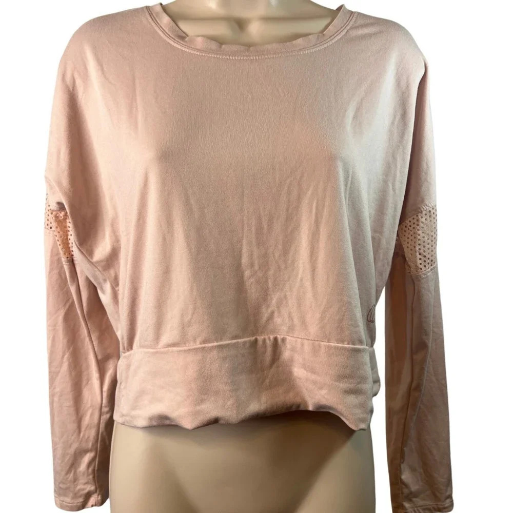 Balance Collection Yoga Activewear Athletic Crop Mesh Cutout on Sleeve Size SM